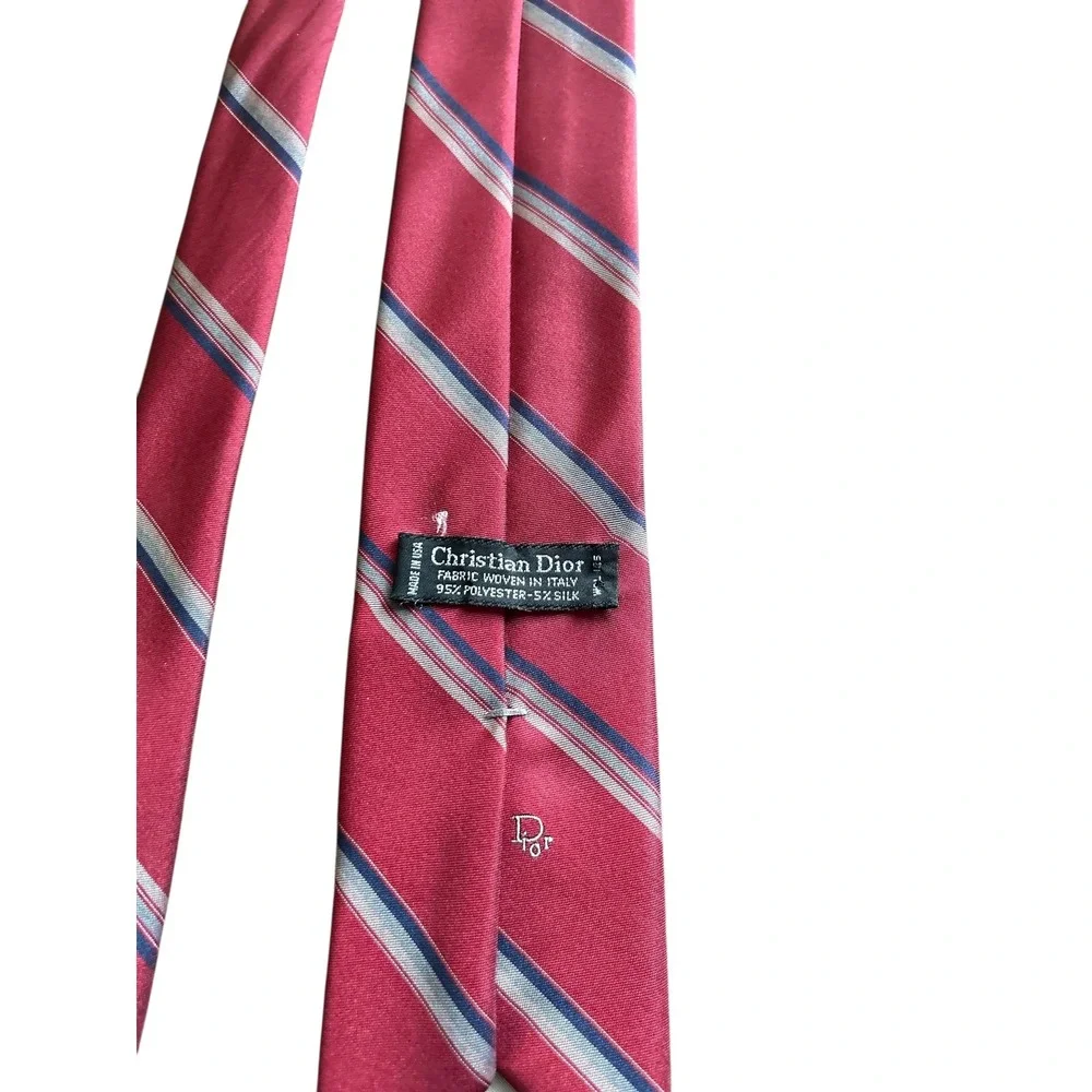 Christian Dior Striped Silk Blend Necktie‎ Made in Italy